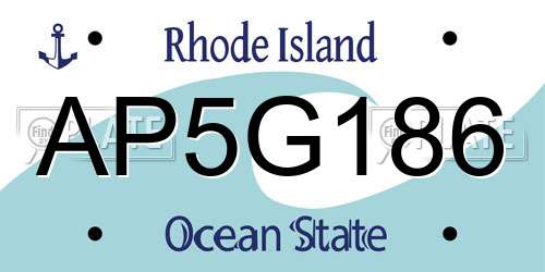 AP5G186 Rhode Island License Plate