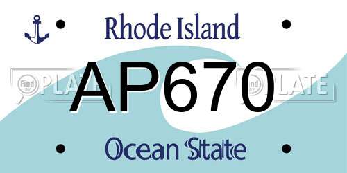 AP670 Rhode Island License Plate