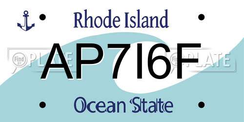 AP7I6F Rhode Island License Plate