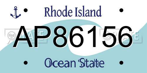 AP86156 Rhode Island License Plate