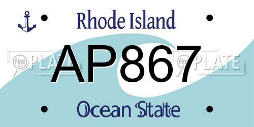 AP867 Rhode Island License Plate