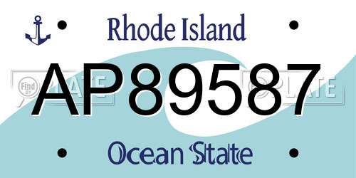 AP89587 Rhode Island License Plate