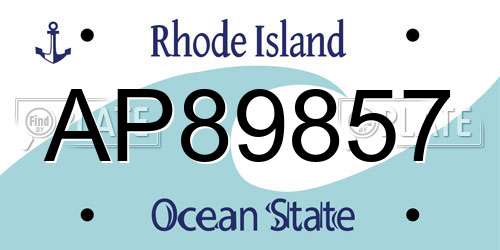 AP89857 Rhode Island License Plate