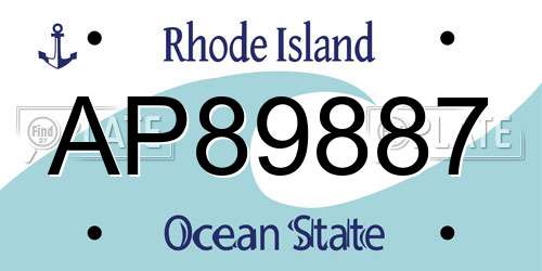 AP89887 Rhode Island License Plate