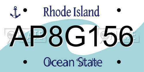 AP8G156 Rhode Island License Plate