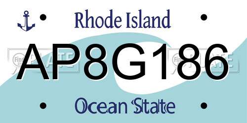 AP8G186 Rhode Island License Plate