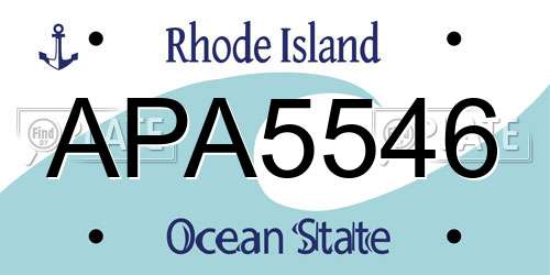 APA5546 Rhode Island License Plate
