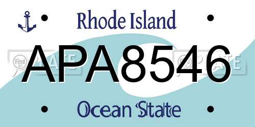 APA8546 Rhode Island License Plate