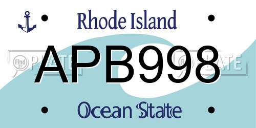 APB998 Rhode Island License Plate