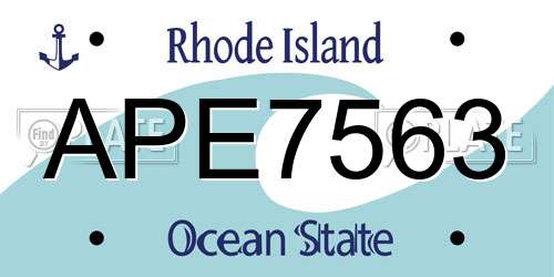APE7563 Rhode Island License Plate