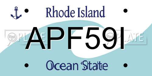 APF59I Rhode Island License Plate