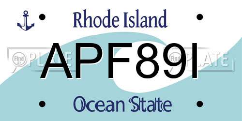 APF89I Rhode Island License Plate