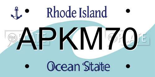 APKM70 Rhode Island License Plate