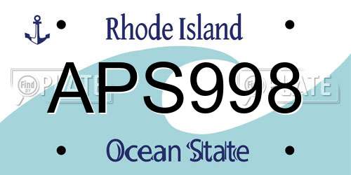 APS998 Rhode Island License Plate