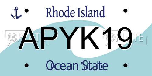 APYK19 Rhode Island License Plate