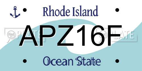 APZ16F Rhode Island License Plate