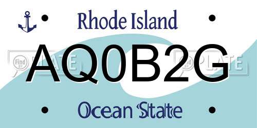 AQ0B2G Rhode Island License Plate