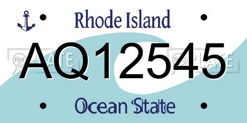 AQ12545 Rhode Island License Plate