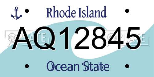 AQ12845 Rhode Island License Plate