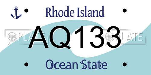 AQ133 Rhode Island License Plate