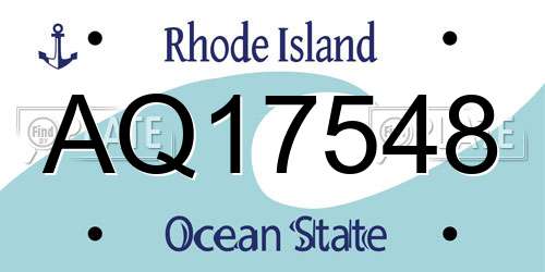 AQ17548 Rhode Island License Plate