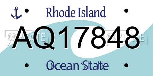 AQ17848 Rhode Island License Plate