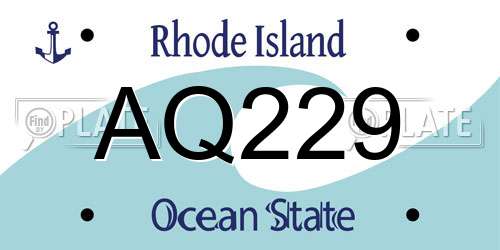 AQ229 Rhode Island License Plate