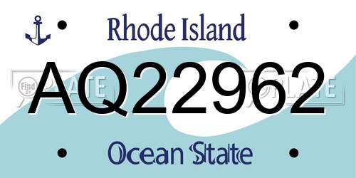 AQ22962 Rhode Island License Plate