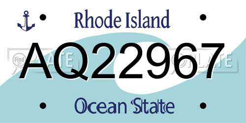 AQ22967 Rhode Island License Plate