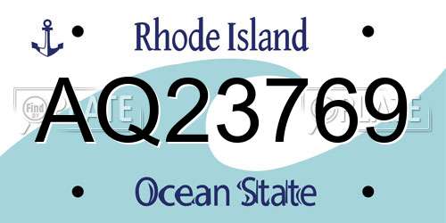 AQ23769 Rhode Island License Plate