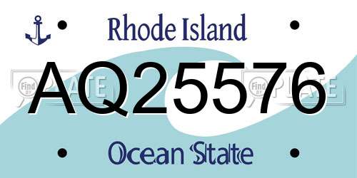 AQ25576 Rhode Island License Plate