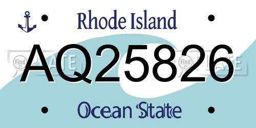 AQ25826 Rhode Island License Plate