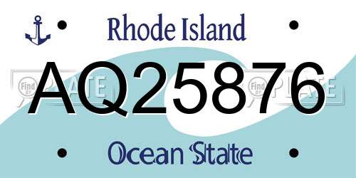 AQ25876 Rhode Island License Plate
