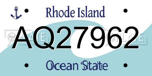 AQ27962 Rhode Island License Plate
