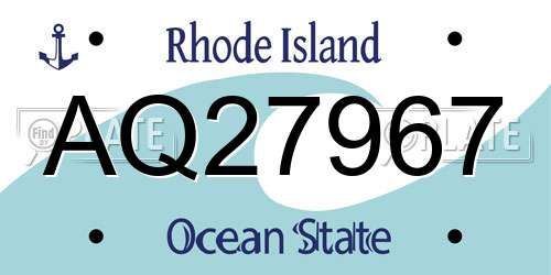 AQ27967 Rhode Island License Plate