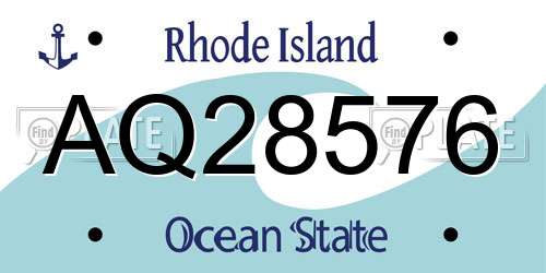AQ28576 Rhode Island License Plate