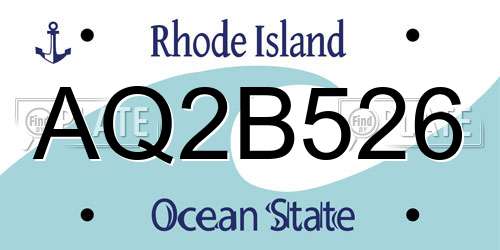 AQ2B526 Rhode Island License Plate