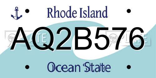 AQ2B576 Rhode Island License Plate