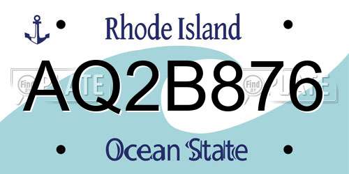 AQ2B876 Rhode Island License Plate