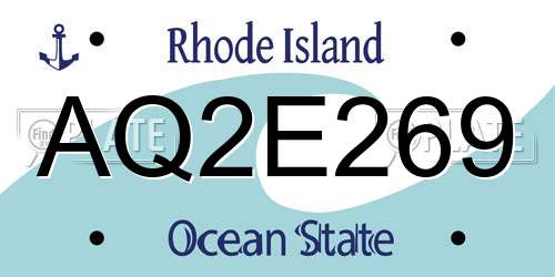 AQ2E269 Rhode Island License Plate
