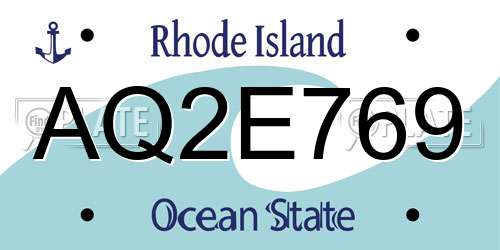 AQ2E769 Rhode Island License Plate