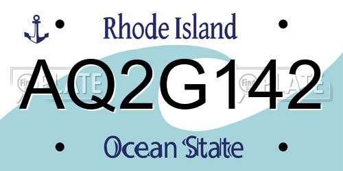 AQ2G142 Rhode Island License Plate