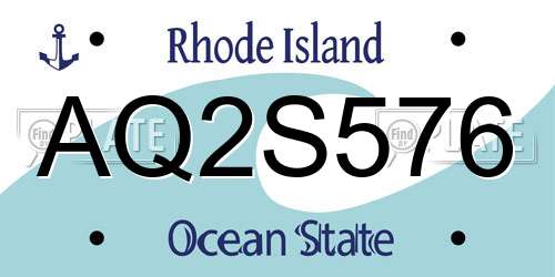 AQ2S576 Rhode Island License Plate
