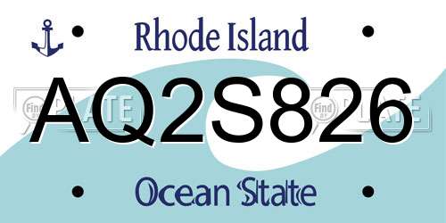 AQ2S826 Rhode Island License Plate