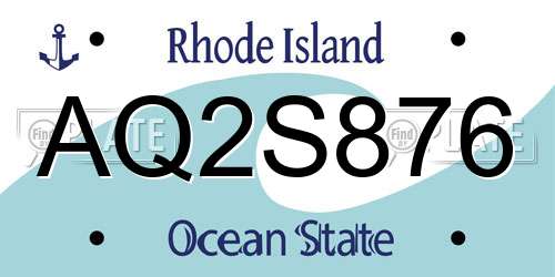 AQ2S876 Rhode Island License Plate