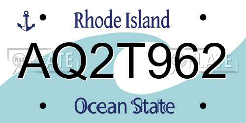 AQ2T962 Rhode Island License Plate