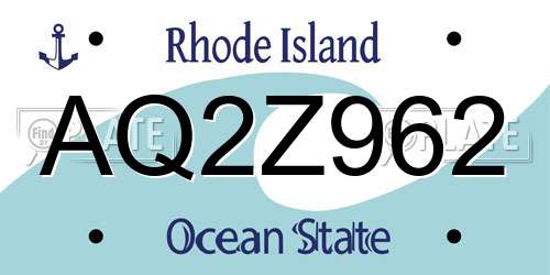 AQ2Z962 Rhode Island License Plate
