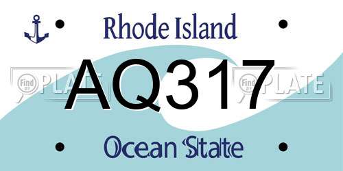 AQ317 Rhode Island License Plate