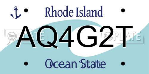 AQ4G2T Rhode Island License Plate