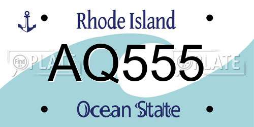 AQ555 Rhode Island License Plate